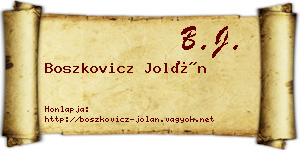 Boszkovicz Jolán névjegykártya