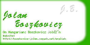 jolan boszkovicz business card